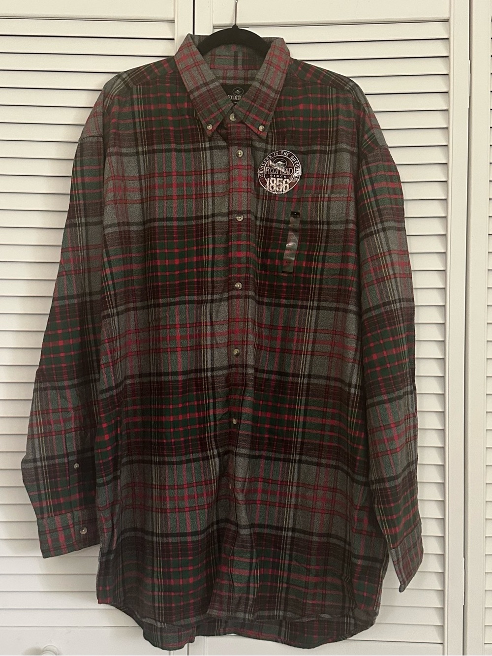 Redhead Plaid Button-Down Shirt - Gray & Red SZ 2XlT